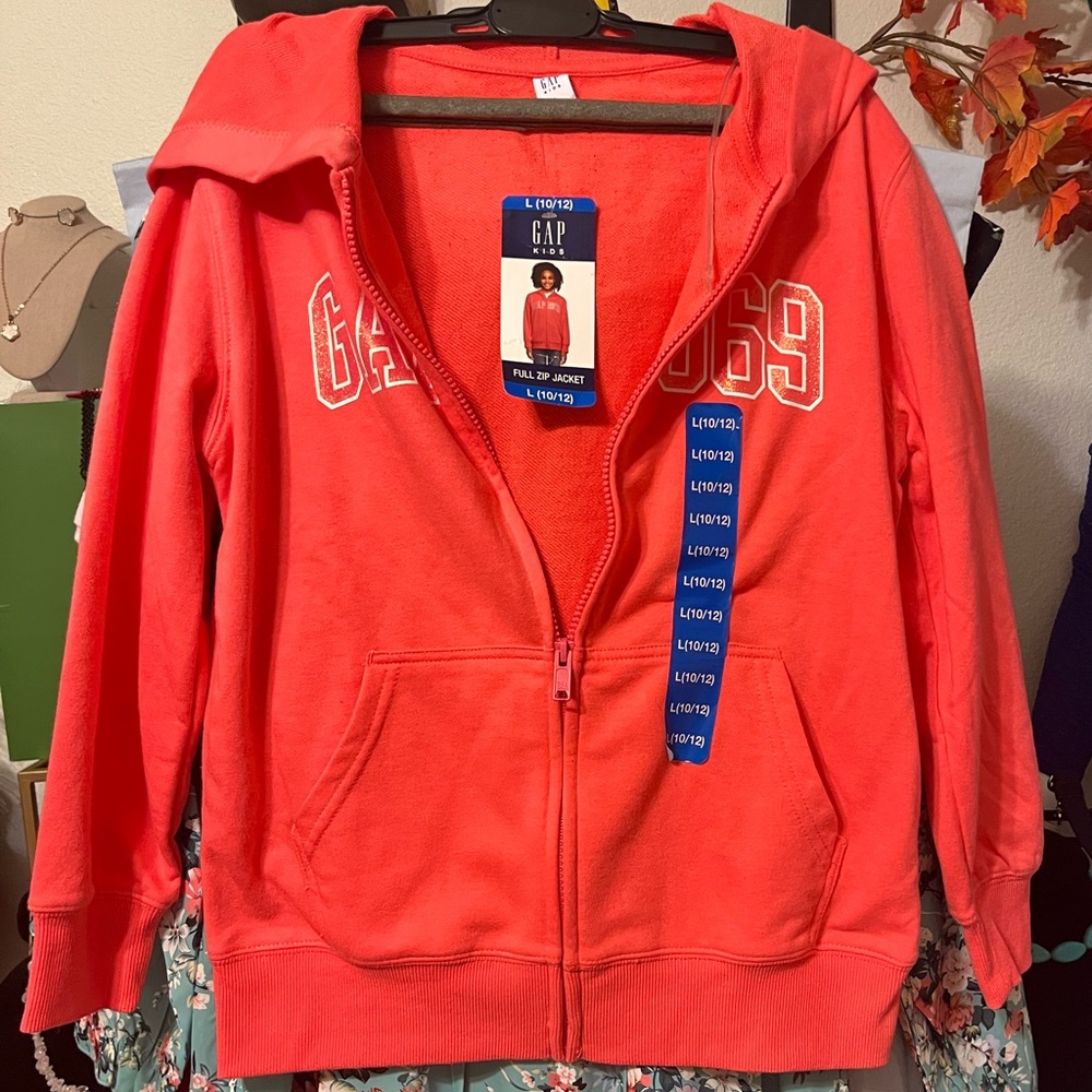 GAP teen Bright Red Zip-Up Hoodie